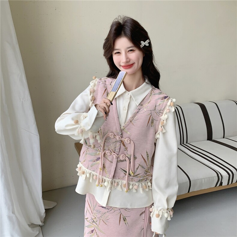 现货新款首马甲衬衫半裙三件套26163P190K298,女装套装/套裙,2D035