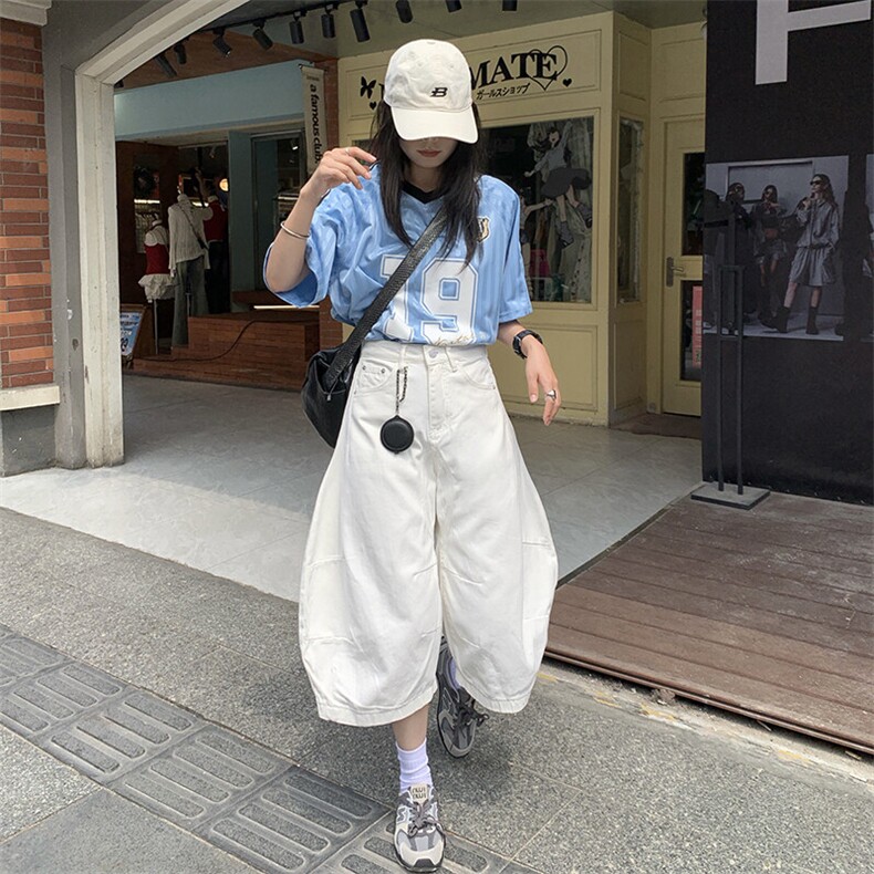 美式阔腿弯刀裤2025新款夏季休闲裤宽松七分裤牛仔长裤YD705-P60,男装牛仔裤,星座509