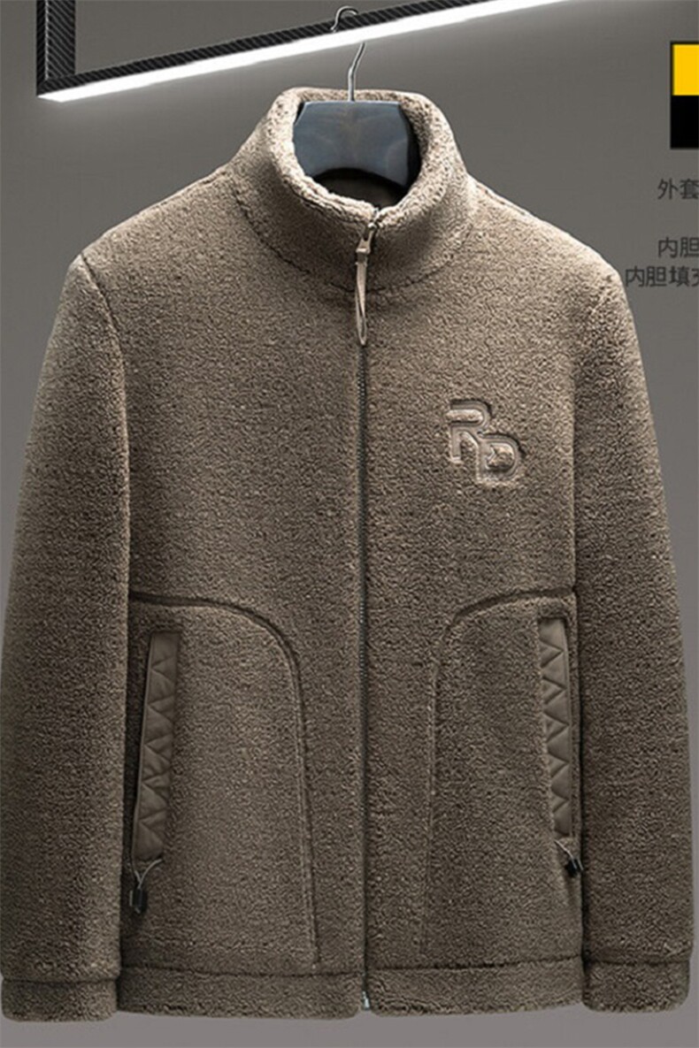 冬季保暖摇粒绒立领羽绒服男青年时尚潮羊羔绒休闲外套宽松加大码,男装羽绒服,电商B212（原钱塘6029）