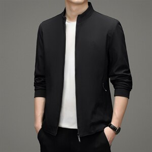2023新款棒球服外套男春秋季立领高端休闲夹克中年爸爸长袖上衣图片