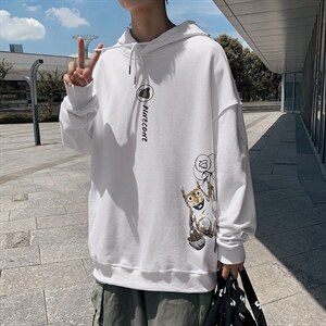 ！21春季新款男士潮流印花连帽卫衣学生大码宽松外套WY308P38图片