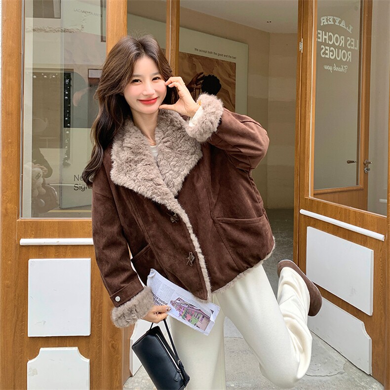 新款复古麂皮绒90白鸭绒外套2C010-2599-P285-K418,女装羽绒服,2C010