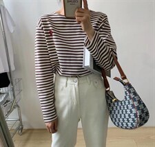 【素妮】春款爱心条纹长袖T，其它，素妮