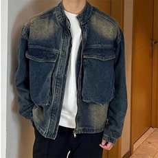 【有货】DJK5513-P68新款大口袋牛仔外套男高街潮牌痞帅立领夹克，男装夹克，星座603-2