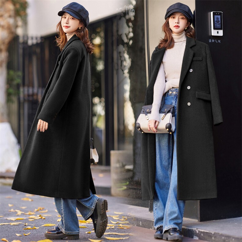 长款过膝羽绒服女2023冬季新款大牌高端时尚洋气红色西装毛呢外套,女装毛呢外套,韩宇舍