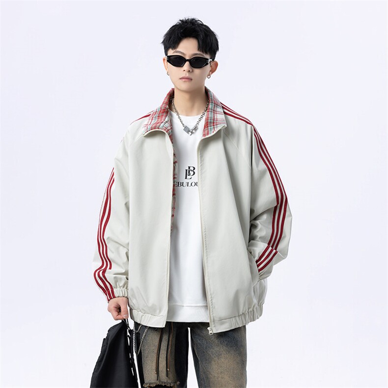 港风美式字母刺绣日系条纹立领夹克外塔男XZ213-JK5529-P90控128,男装夹克,星座213