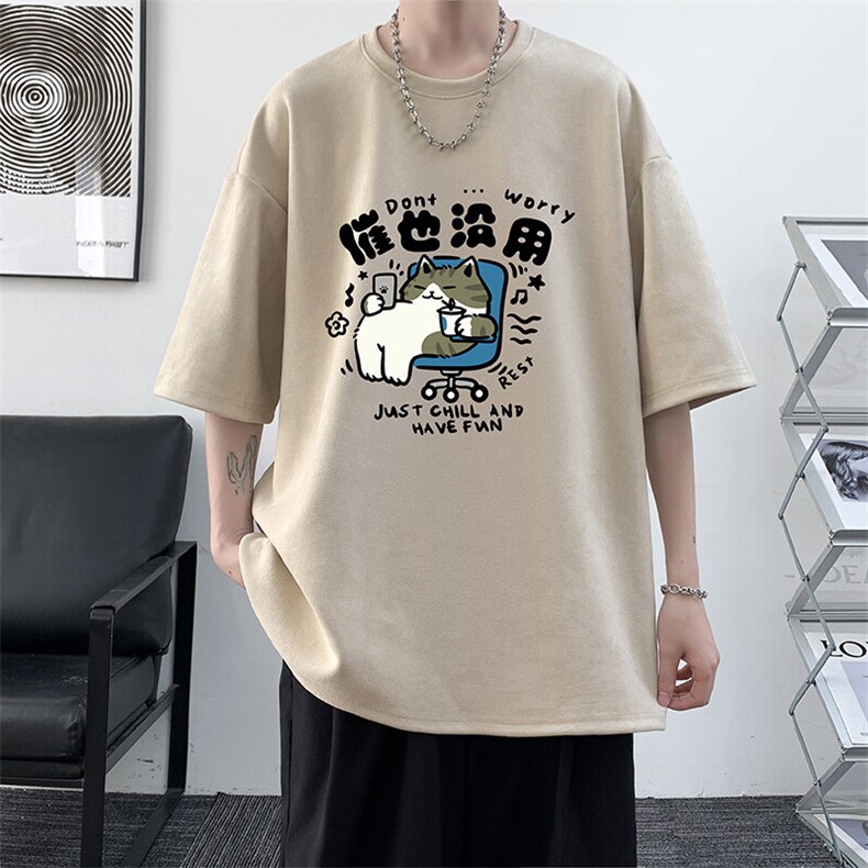 麂皮绒短袖t恤男大码半袖男  JD82403-P25图片