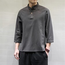 春夏风宽松大码棉麻七分短袖t恤男DSA008/T064/P45，男装T恤，电商A008