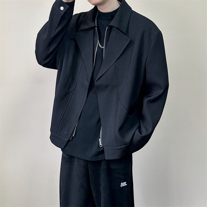 现货-潮牌设计感小众西装男休闲时尚短款痞帅夹克-AJ23060-P135,男装夹克,电商A351