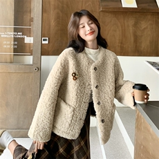 ，数据好。羊羔毛皮毛一体外套8876P195K298，女装棉衣/棉服，2C201