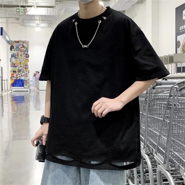 2023春夏季新款男休闲圆领短袖破洞男时尚T恤U22P30,男装T恤,星座1116-2