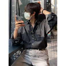 复古牛仔衬衣外套男轻熟风新款宽松长袖多口袋工装衬衫CC22，男装工装外套，星座1116A（原606A-3）