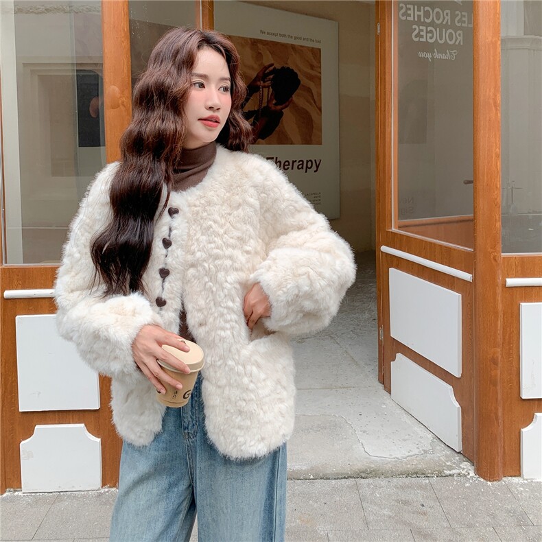 2B72-8611P175K258环保皮草皮毛一体外套,女装皮草,乐吉娜