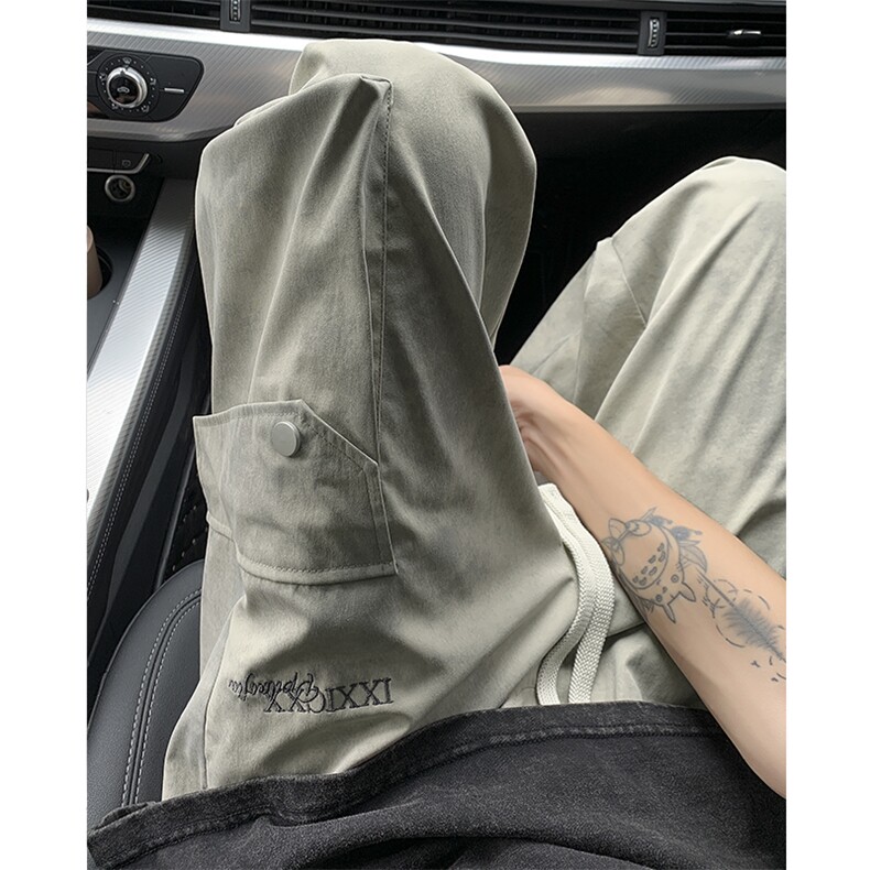 特批P40无差价夏季扎染脏脏裤冰丝褶皱工装裤垂感阔腿长裤男K1448,男装休闲裤,电商A001-1