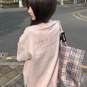 H1047-p30 订布标+刺绣+印花【麂皮绒面料】短袖男女同穿图片