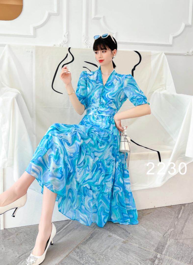 【现货】2022夏季新款韩版碎花雪纺连衣裙，女装连衣裙，珍·洛曼