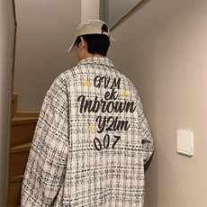 港风小香风衬衫男大码M-5XL中性情侣潮衬衫男CCS8019P45加绒P55，男装衬衫，星座227-7