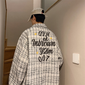 港风小香风衬衫男大码M-5XL中性情侣潮衬衫男CCS8019P45加绒P55图片