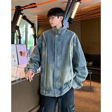美式牛仔外套男潮流高街小众痞帅机车夹克男潮春秋休闲W5886-P75，男装夹克，星座412-2