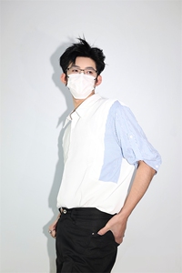 明星私服假两件宽松拼接飞肩设计感假两件条纹短袖衬衫卫衣特P39图片