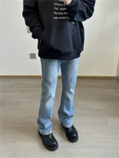 cleanfit裤子高街潮牌水洗微喇叭牛仔裤修身直筒痞帅长裤，男装牛仔裤，星座310A-4