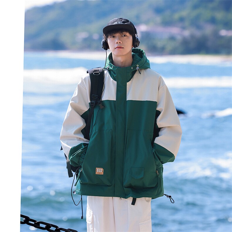 春季新款港风三防户外夹克男连帽冲锋衣外套DSA157B-JK163-P85,男装夹克,电商A157B