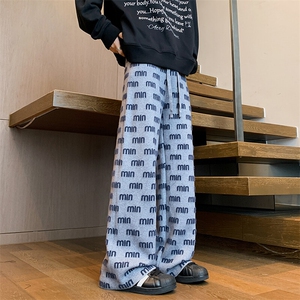 8XL-M  设计感重磅卫裤男直通阔腿裤休闲长裤毛线裤K9115P68控88图片