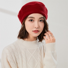 秋冬季新款优雅百搭羊绒贝雷帽简约时尚保暖女帽，帽子，润匹羊绒