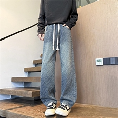 美式复古提花阔腿牛仔裤宽松直筒XZ310A-4-NZ56P45，男装牛仔裤，星座310A-4