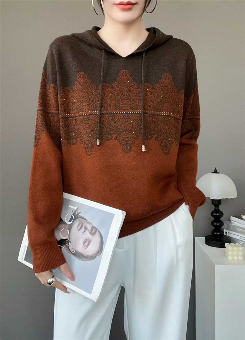 2025年秋季时尚百搭通勤简约休闲帽衫，女装羊毛衫，斯尔特羊绒