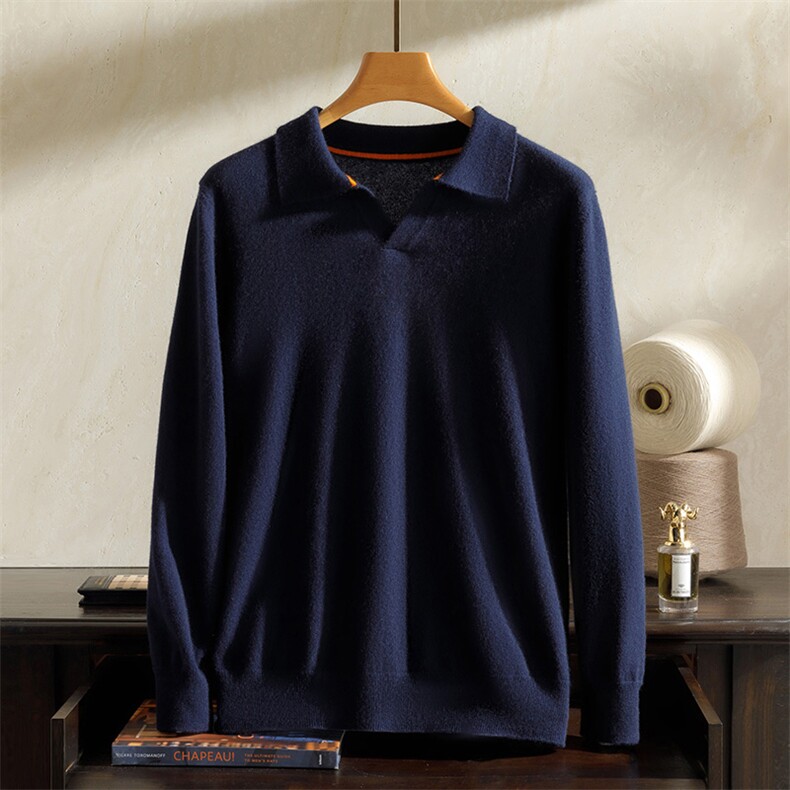 2024年秋季新款海鸥领纯色男士羊绒衫羊绒休闲时尚男装，男装羊绒套衫，澳坤羊绒