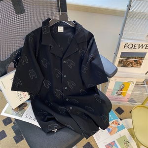 衬衫男短袖韩版潮流暗纹帅气2023夏季新款ins宽松外套CY445-P38图片