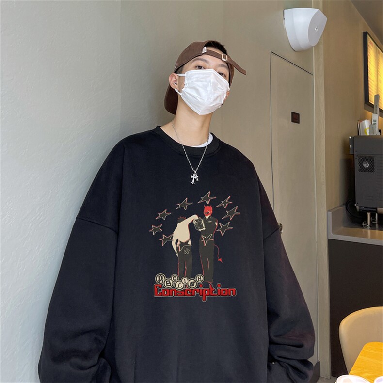 特P25控48秋冬新款男士圆领卫衣宽松休闲日常百搭上衣WQ2440,男装卫衣,电商B370