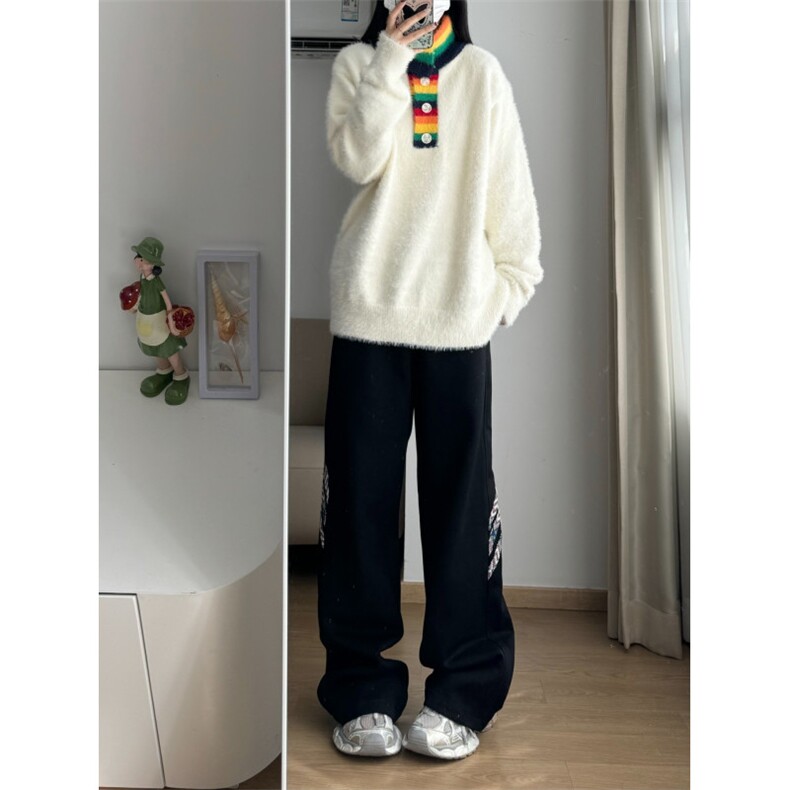 【有货】MY451LL-特P60彩虹高领毛衣男女仿貂毛针织衫外套,男装针织衫/毛衣,星座1007（原301D）