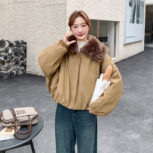 现货：冬季新款咖色羊羔毛大翻领派克羽绒服2C135-8935P215K318图片