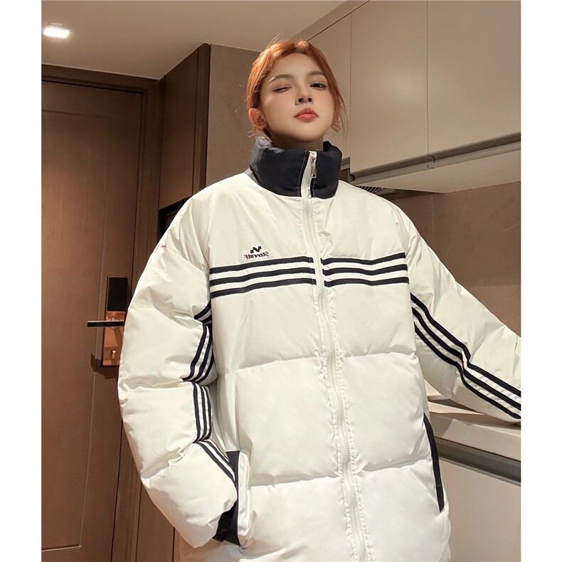 冬装中性美式条纹织带棉服刺绣logo棉衣休闲外套男女G1100P118,男装棉衣,电商A339