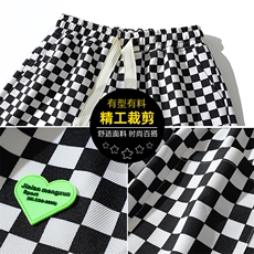 棋盘格子短裤男夏季宽松ins街头嘻哈潮流运动五分裤DK0698-P40，男装休闲裤，星座308B-2