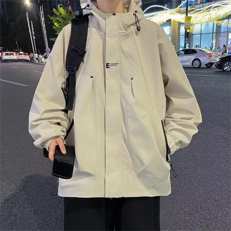 美式机能风冲锋衣外套男秋冬潮牌痞帅连帽防水休闲夹克W6109-P60,男装夹克,星座412-3