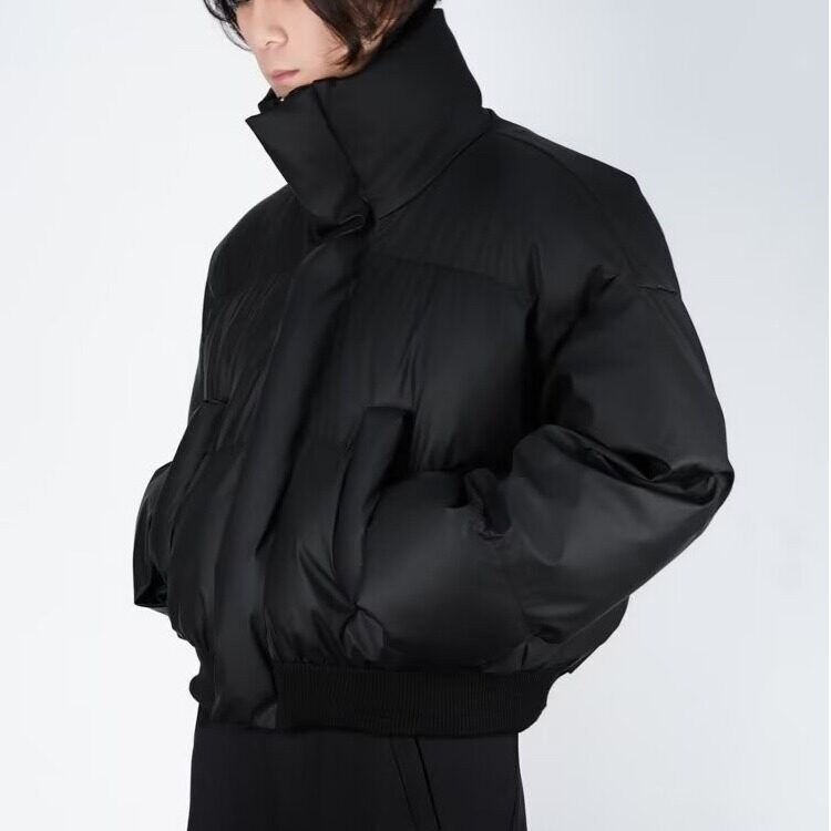 cleanfit黑色PU皮立领夹克棉服男冬季加绒加厚保暖外套情侣面包服,男装皮衣,星座603-2
