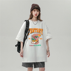 中性风23新款夏季时尚卡通印花圆领宽松纯棉短袖T恤T1157P25控38，男装T恤，A247A