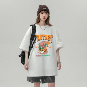 中性风23新款夏季时尚卡通印花圆领宽松纯棉短袖T恤T1157P25控38图片