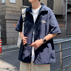 男气质衬衫潮青春流行慵懒ins日常标准夏季百搭潮流五分袖新款，男装衬衫，星座716-3