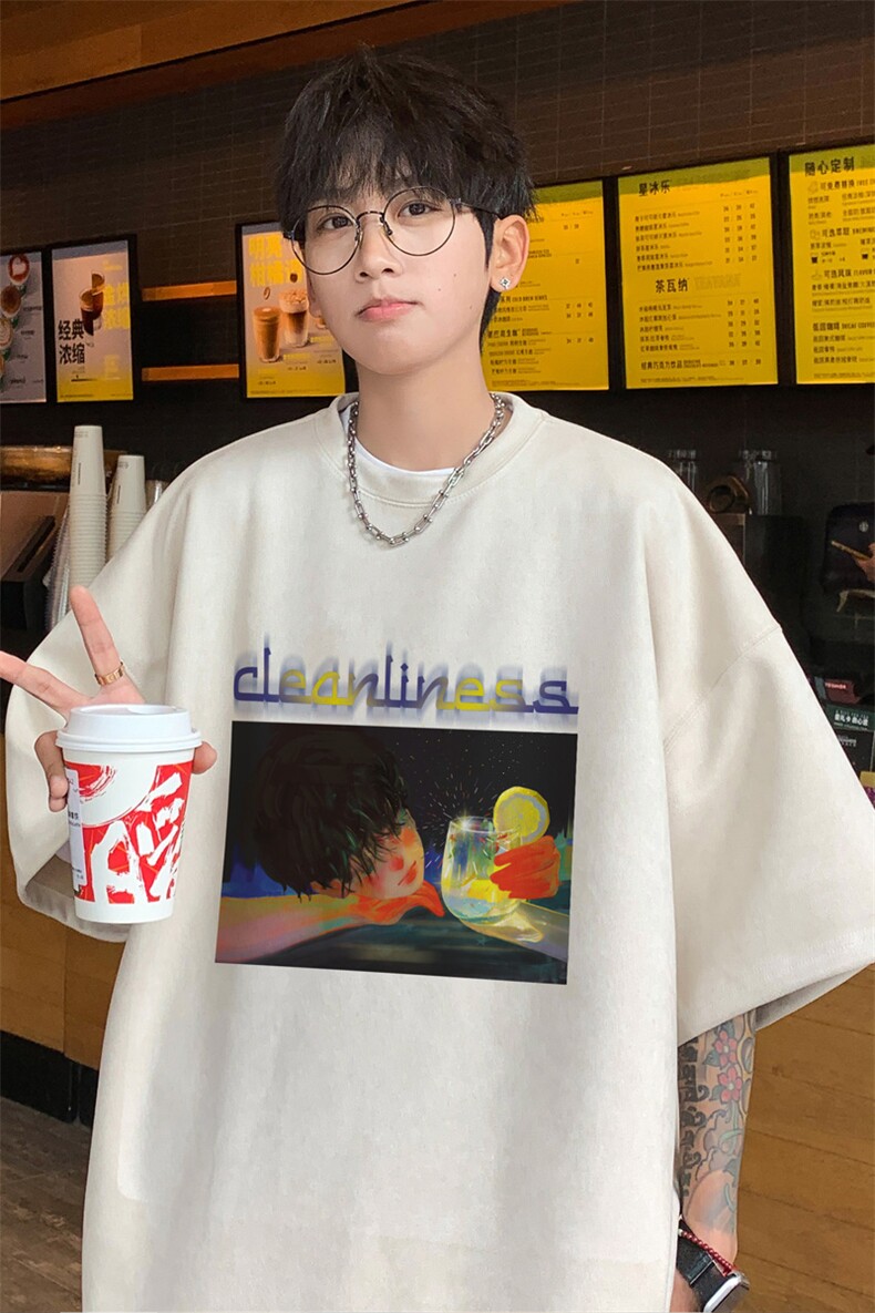 ！版权！2025夏季新款男士鹿皮绒短袖T恤半袖衫TL2422特P19,男装T恤,电商B220