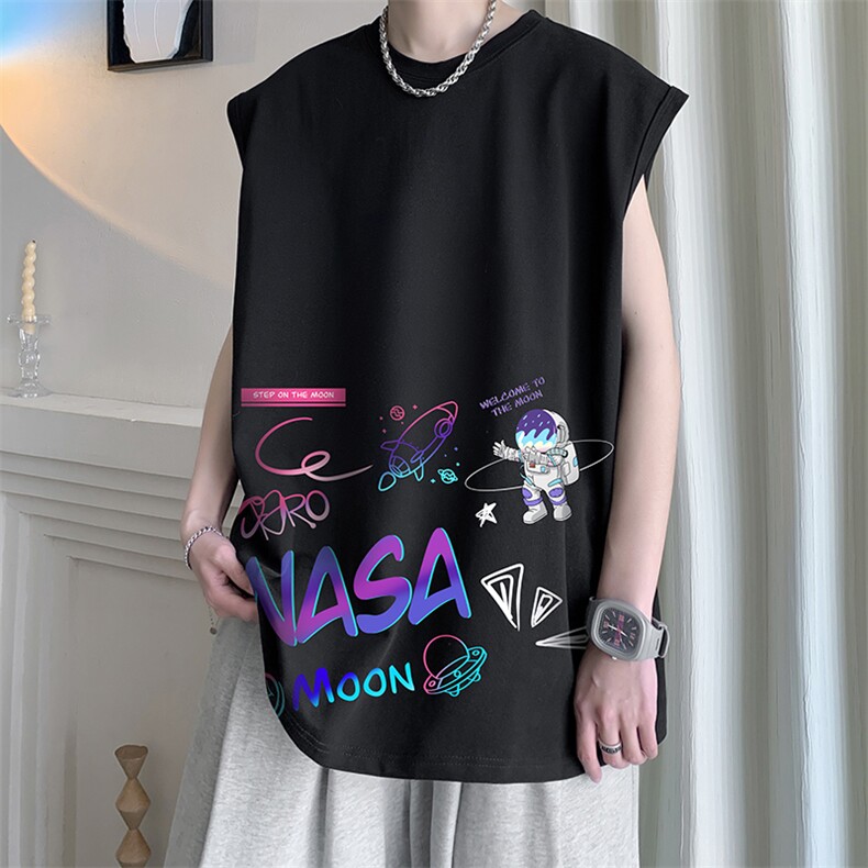 NASA联名同款纯棉汗背心男士大码宽松汗衫男无袖t恤男BX25186-P25,男装T恤,电商A040