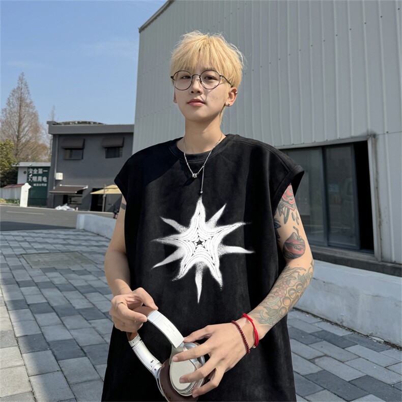麂皮绒背心坎肩男T恤美式港风潮JB439-特P19控38,男装背心/马甲,电商B370