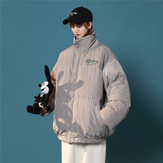 中性风白鸭绒22冬季新品趣味印花抽绳立领羽绒服YR226P195控258，男装羽绒服，A247A