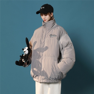 中性风白鸭绒22冬季新品趣味印花抽绳立领羽绒服YR226P195控258图片
