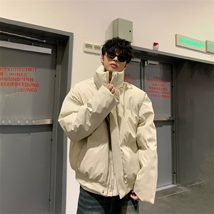 现货5W件冬季三防重磅硬挺boxy短款羽绒立领PU皮棉衣外套加厚棉服,男装棉衣,电商A486