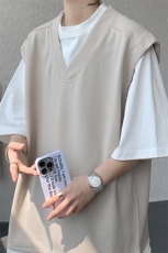 港风日系假两件短袖t恤男夏季重磅设计感小众半袖体恤DT003P48，男装T恤，电商B312