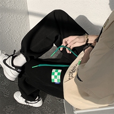 秋季港风休闲裤男包边包条拖地裤宽松大码束脚裤卫裤KP61P55，男装休闲裤，星座1204-3